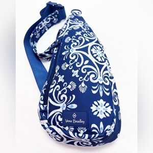 Vera Bradley Essential Sling Backpack Steel Blue Medallion Pattern NWOT